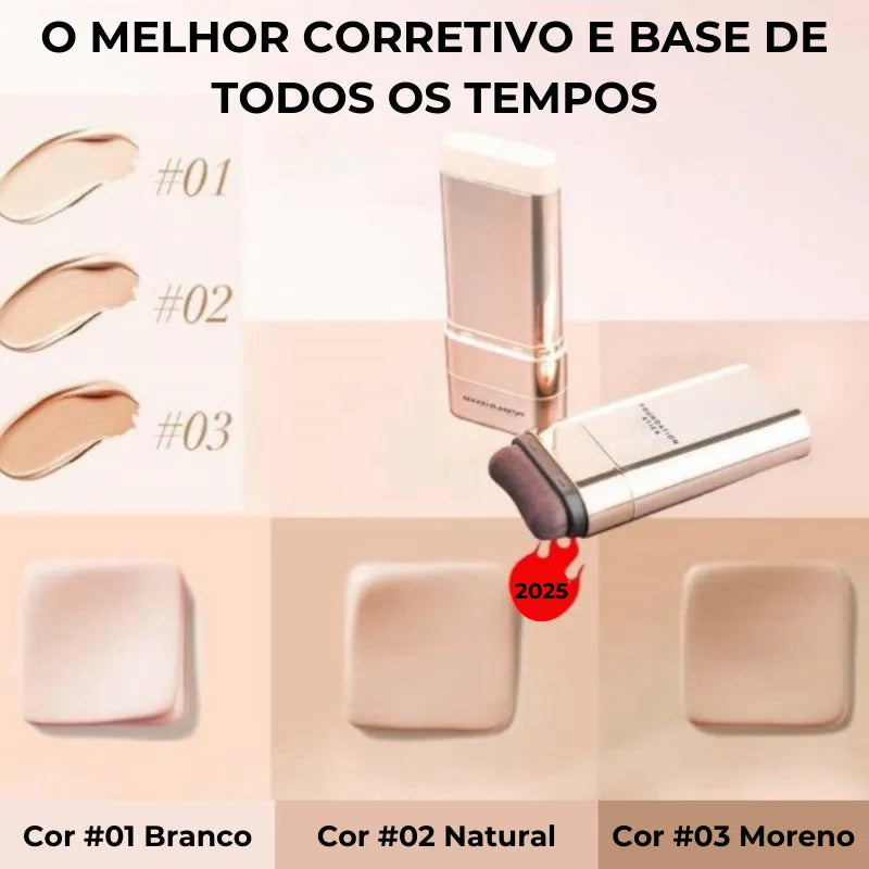 Corretivo Base Stick Coreano 2 em 1 – Cobertura Perfeita 100% e Natural - Lemon Express