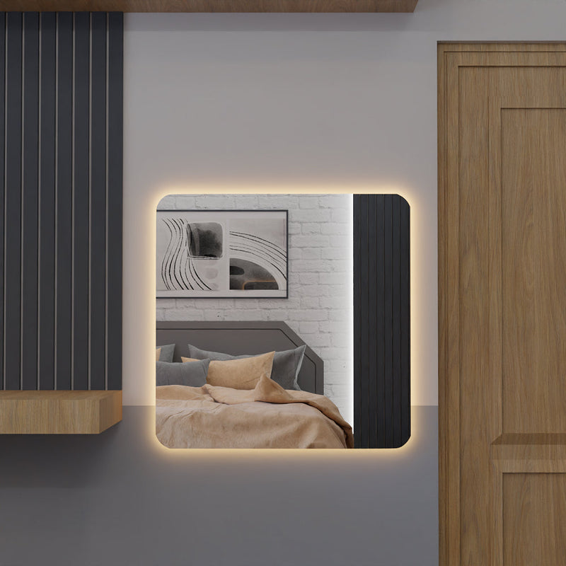 Espelho Quadrado Com Led 80x80cm - Lemon Express