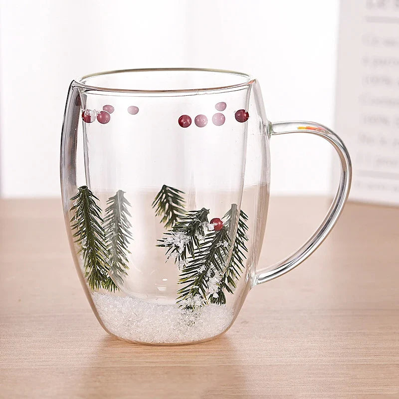 Caneca em Vidro Duplo Boro - 350ml FloralGlass Harmony - Lemon Express