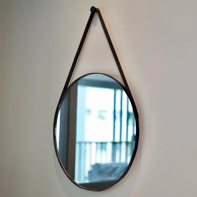 Espelho Adnet em Couro 50cm + Suporte - Lemon Express